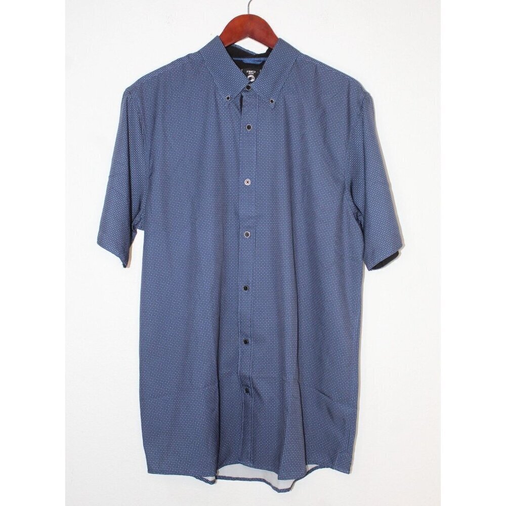 Fried Premium Denim Collections Shirt Men XL‎ Slim Fit Navy Blue White Casual